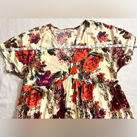 Andree by Unit Floral V-Neck Women's Tunic Dress Women’s Size 1X - Picture 9 of 16